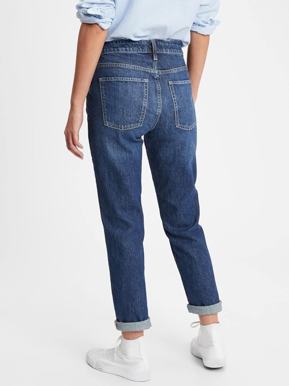Gap Authentic Boyfriend Jeans Medium Wash Cuffed Denim Size 10/30R
